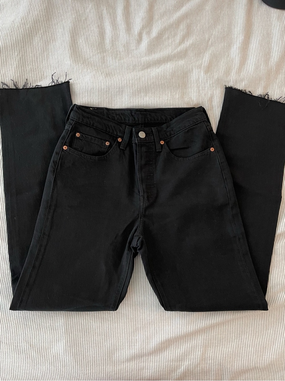 Levi's Black Straight Leg High-Rise 501 Jeans W27 L32